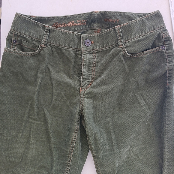 Eddie Bauer Green Corduroy Midrise Pants - Picture 2 of 9
